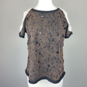 Hayden Distressed Crochet Detail Top